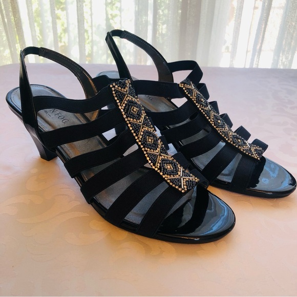 London Fog Size 10 Nadeen NAVY Strappy Dress Slingback Shoes/Sandals Glitzy NWOT - Picture 7 of 11